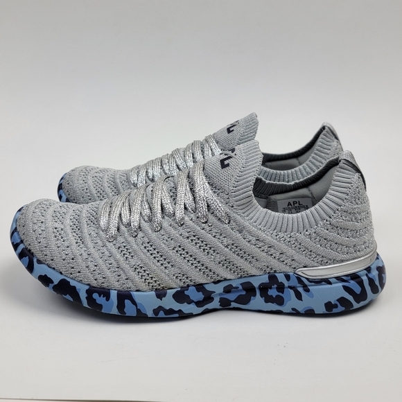 APL Techloom Wave Leopard Blue Silver Running Shoes NEW - 8 - Picture 2 of 12